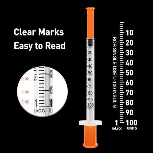 100 Pack 1ml 31G 5/16in Syringes Individually Wrapped Single Use Lab