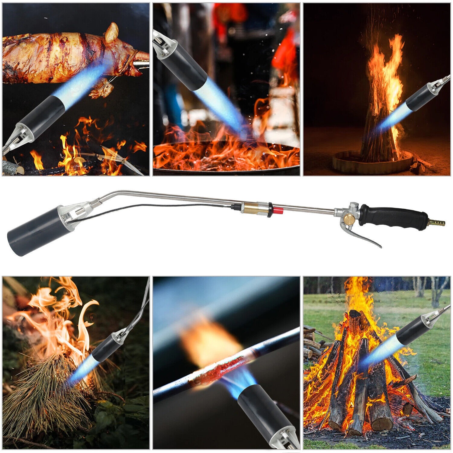 Propane Torch Weed Burner, Adjustable Flame Thrower with Detachable Handle, Blow
