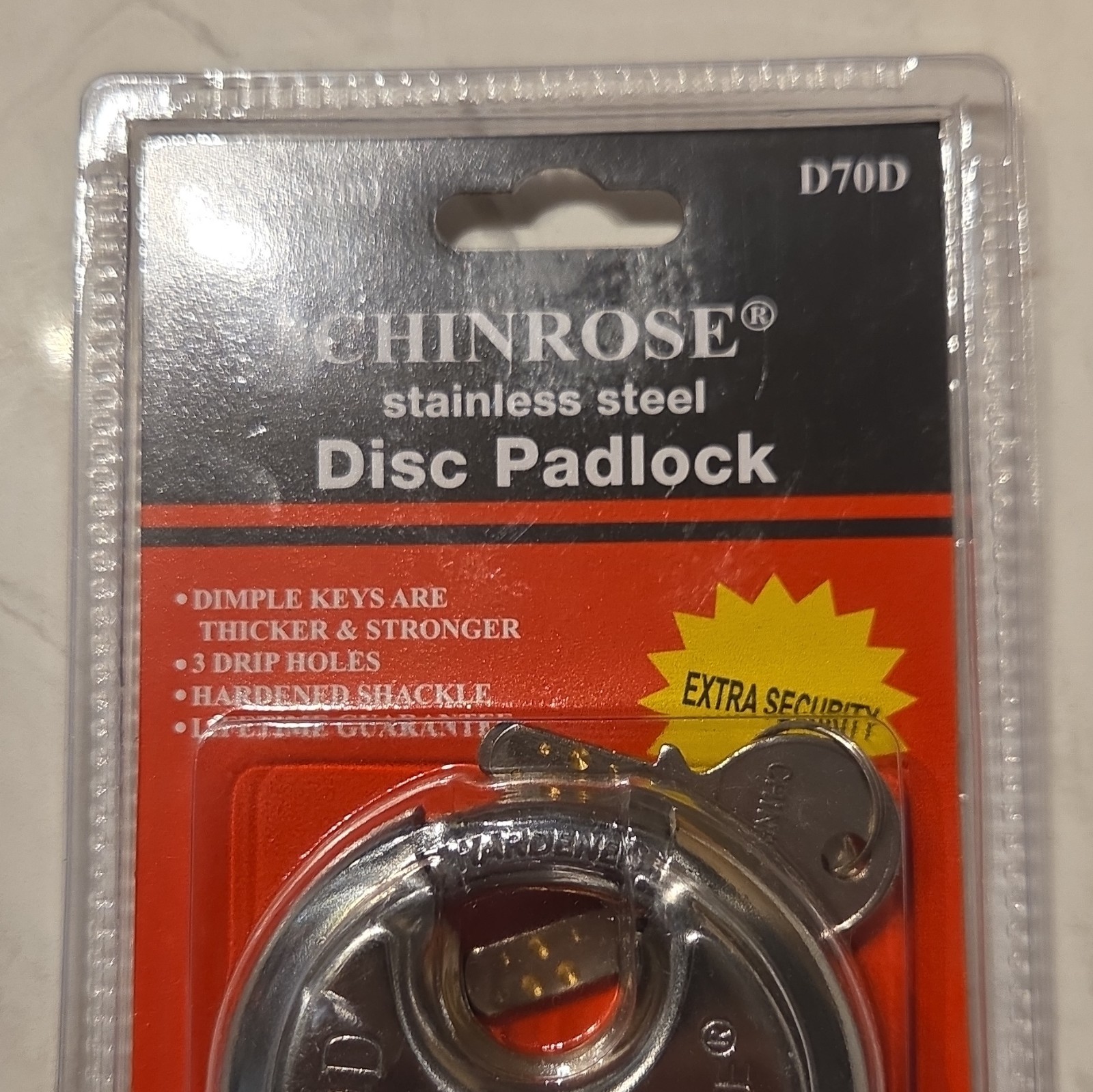 CHINROSE D70D Stainless Disc Padlock Hidden Shackle Keyway D Keyed Different