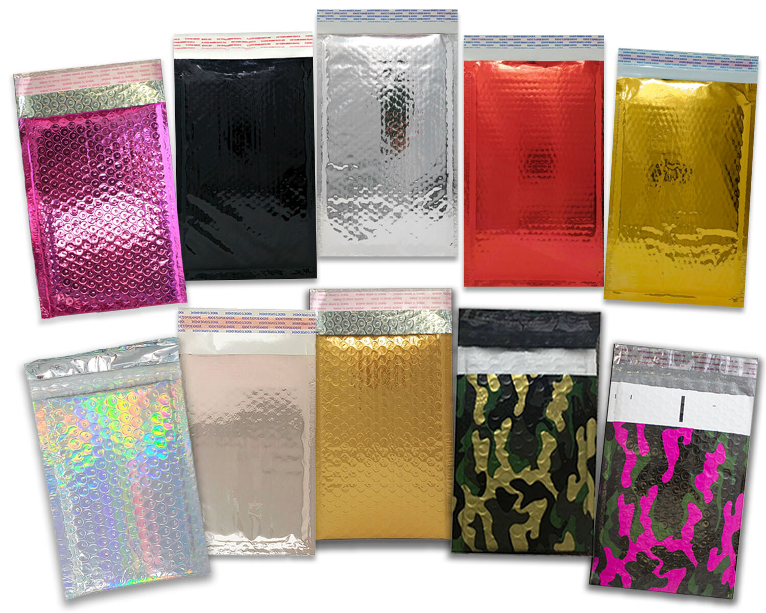 4×8″ Metallic Bubble Mailers Padded Shipping Poly Mailing Envelopes Combo Pack