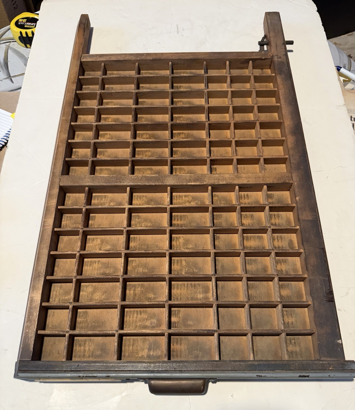 Ludlow Vintage Letterpress Printer Drawer Tray 27 X 16”-98 Spaces