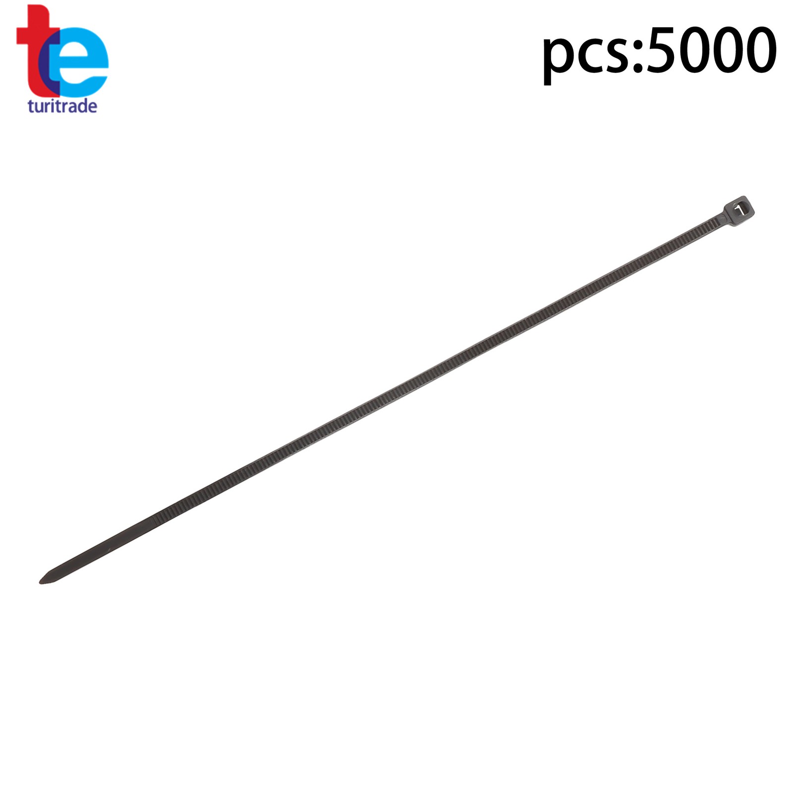 5000x 8″ Zip Ties 40lb Tensile Uv Black Heavy Duty Cable Ties 0.14″ Width