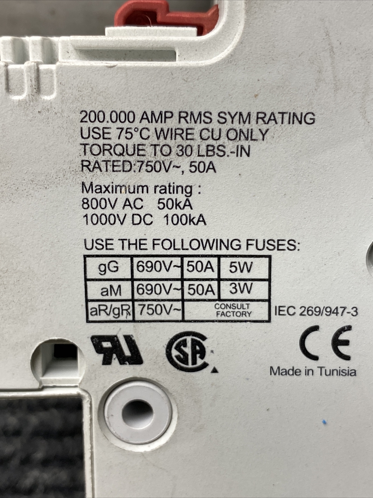 Ferraz Shawmut UltraSafe US142 750V 50A Circuit Breaker New No Box
