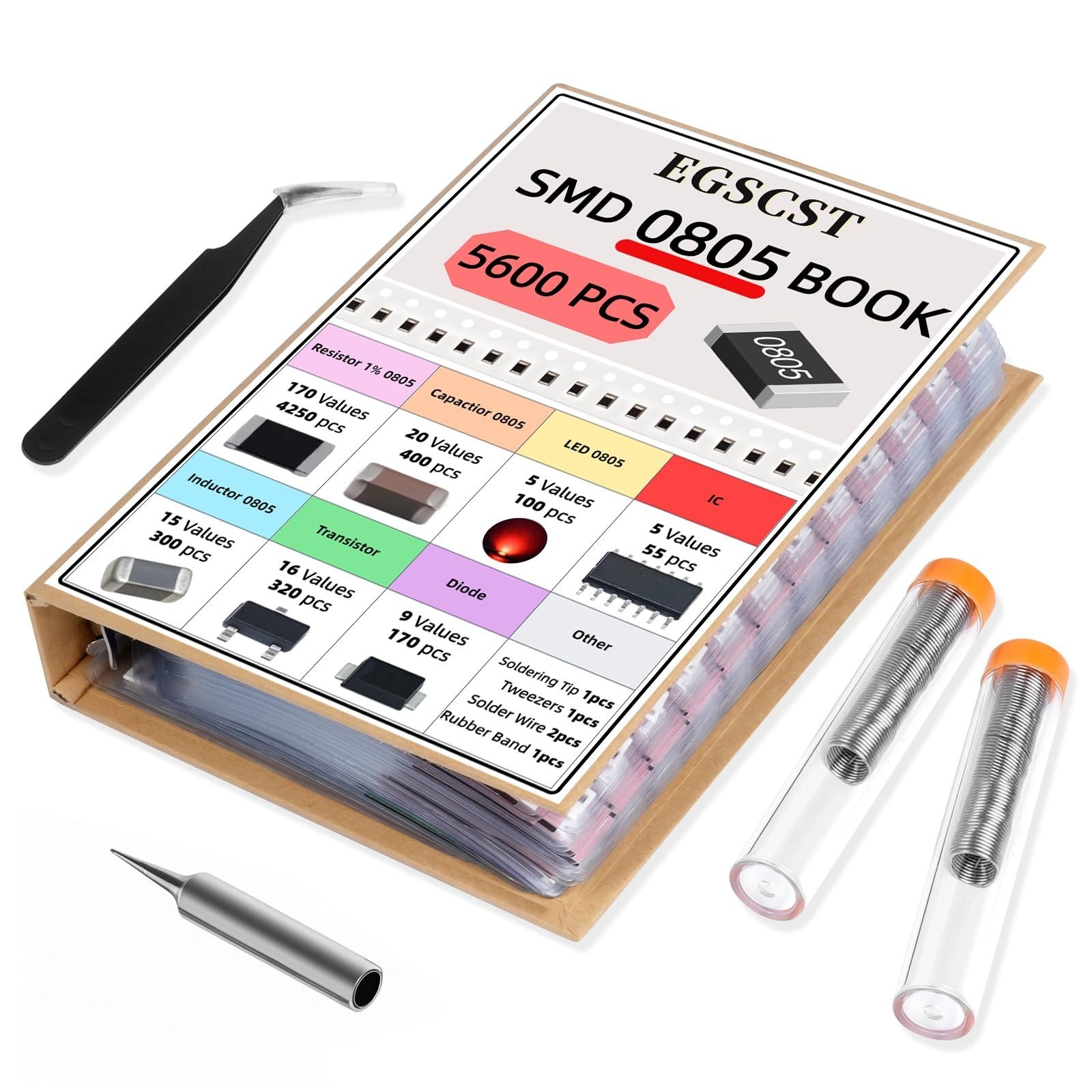 5600PCS SMD Resistor Kit 0805 Assortment 0Ω-10MΩ, Capacitors, Diodes, LEDs & Mor