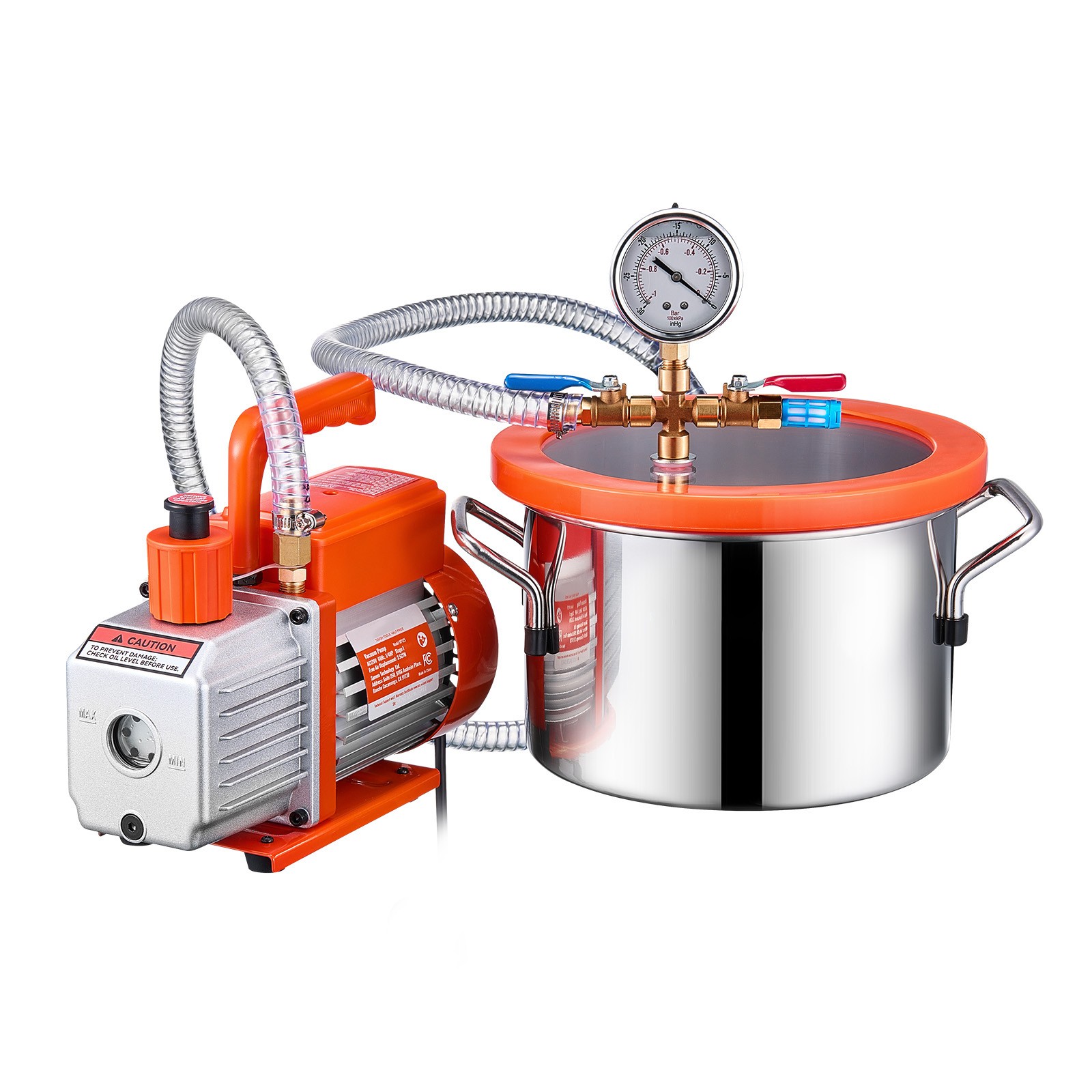 1.5 Gallon Vacuum Chamber 3.5CFM Single Stage Pump Degassing Chamber Kit