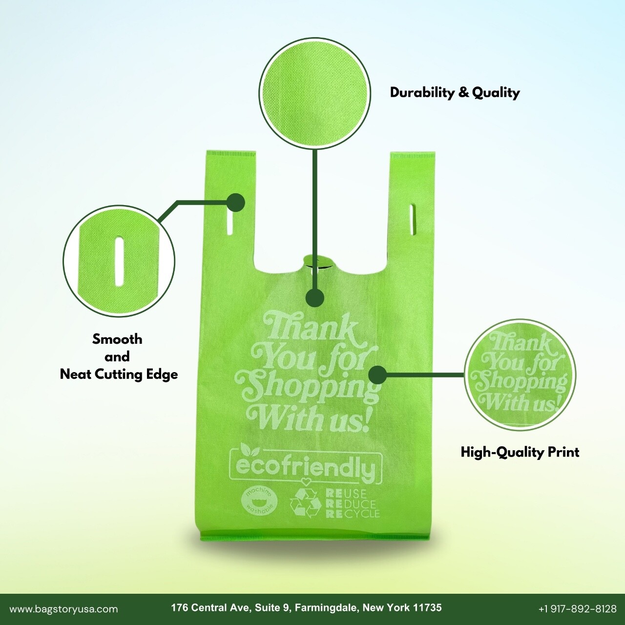Reusable Non Woven Grocery T-Shirt Shopping Tote Bag, 45GSM – Large 1/6