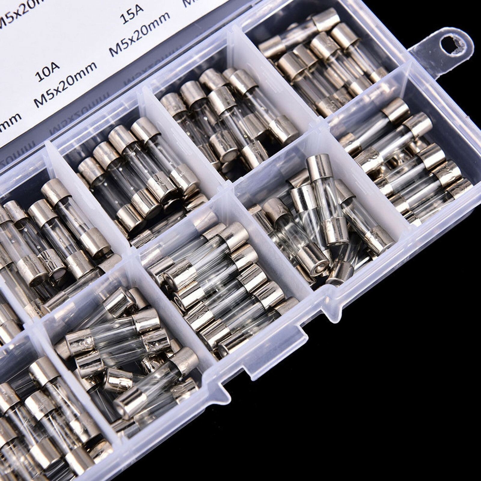 100Pcs 5x20mm Quick Blow Glass Tube Fuse Assorted Kits Fast Action Glass Fuses