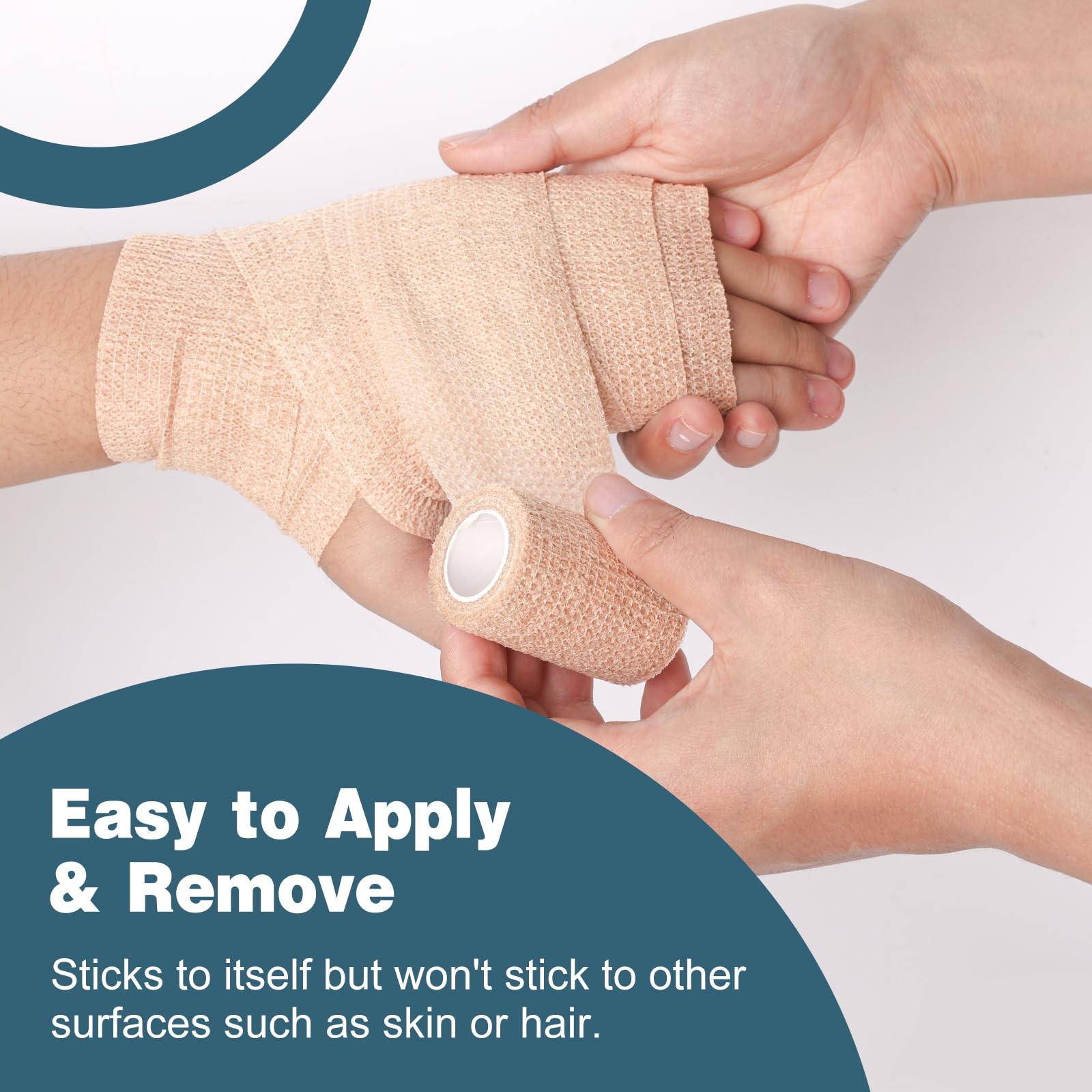 AZEN 16 Pack Self Adhesive Bandage Wrap, 2″ X 5 Yards Elastic 2 Inch, Beige
