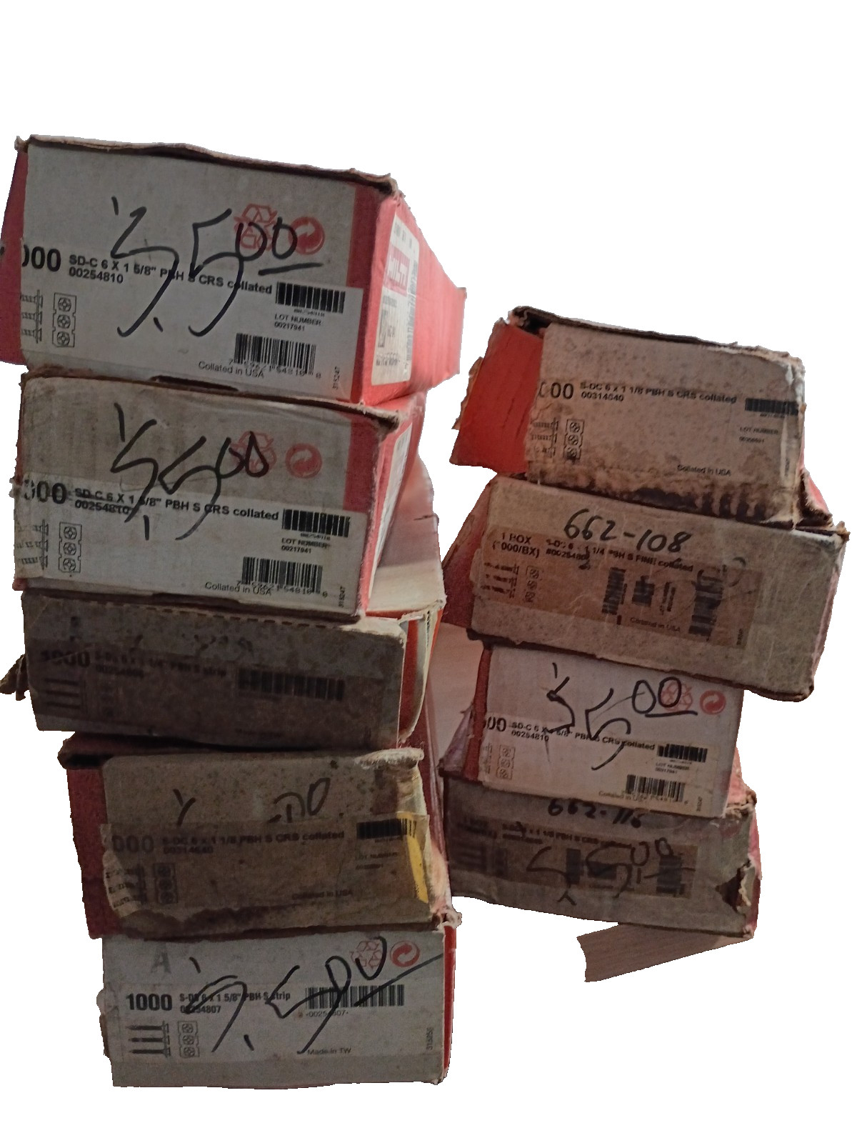 Hilti Collated Drywall Screws Lot of 9 Boxes 1-5/8″ 1-1/4″ 1-1/8″ Mixed NEW