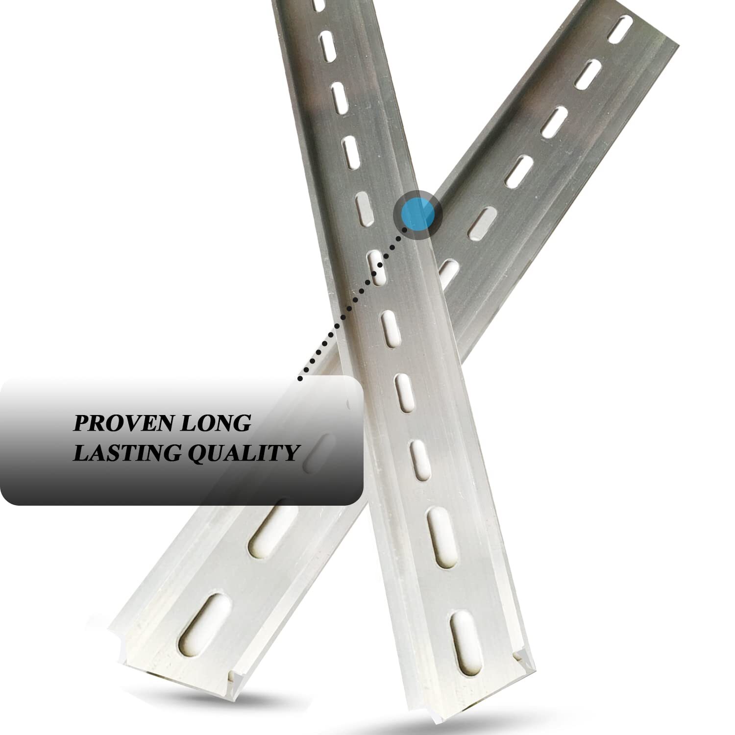 2 Piece DIN Rail Slotted for Hardware Components Mounting, Aluminum Din Rails