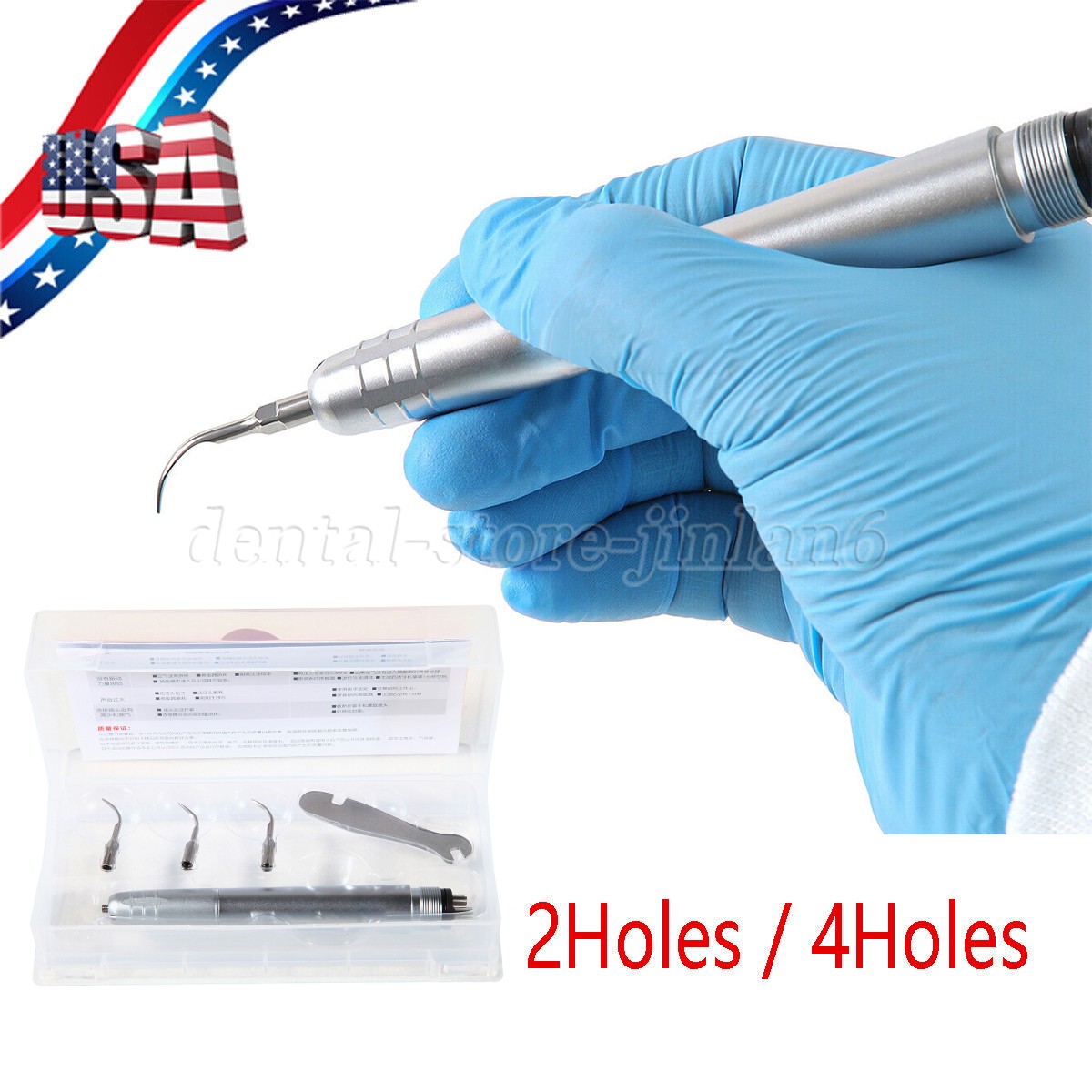 Kavo Style Dental Air Scaler Handpiece Sonic Scaler Cleaner 2/4Holes w/3pcs Tips