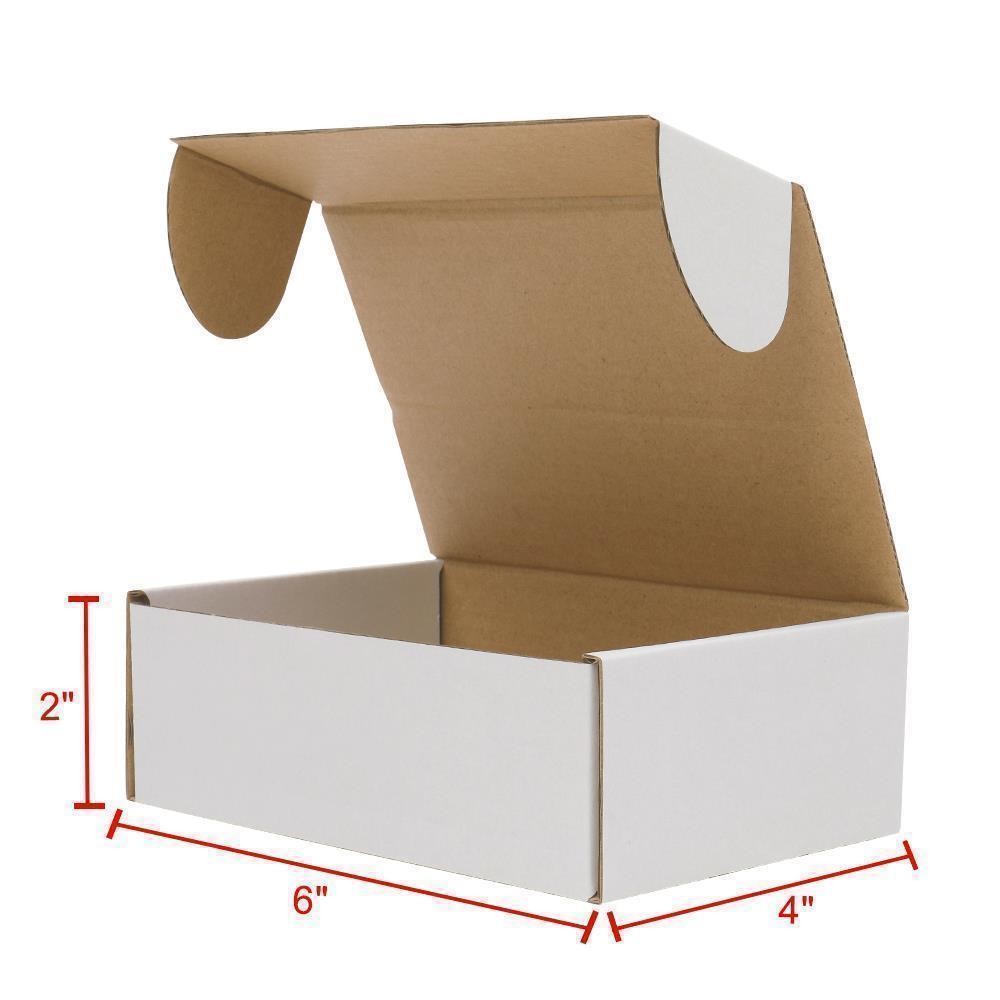 50 Pack 6x4x2 White Corrugated Shipping Mailer Packing Box Boxes for UPS USPS