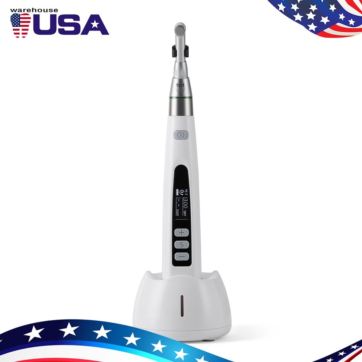 USA Dental Cordless LED Endo Motor 16:1 Reduction Contra Angle Handpiece