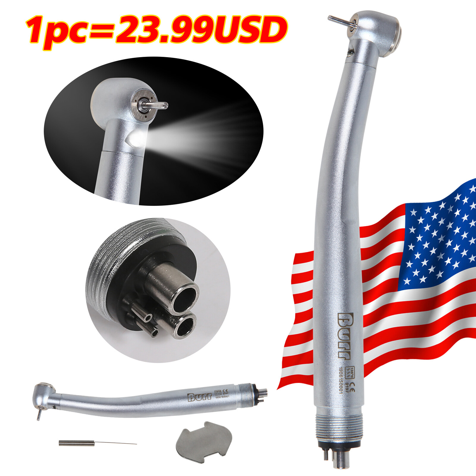 KaVo Style Dental LED E-generator Fiber Optic High Speed Handpiece 4Holes