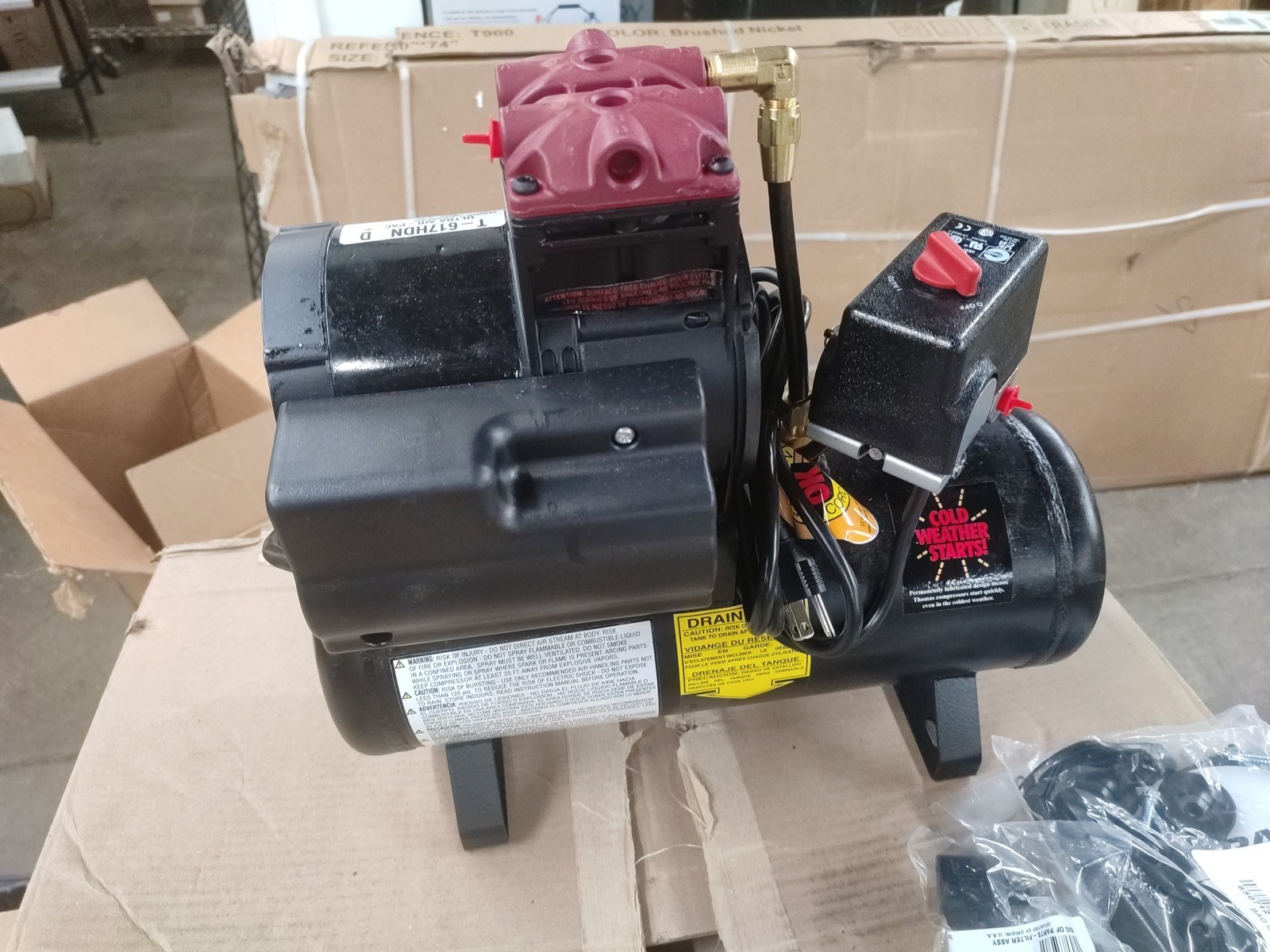 Thomas T-617 HDN Air Compressor, 2 Gal, 0.5 Hp, 115V, 100 Psi