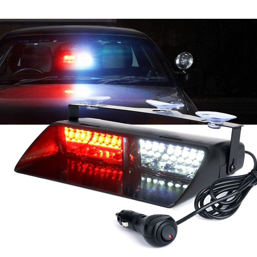 Xprite White Red Emergency Strobe Dash Lights Interior Windshield Safety Warning