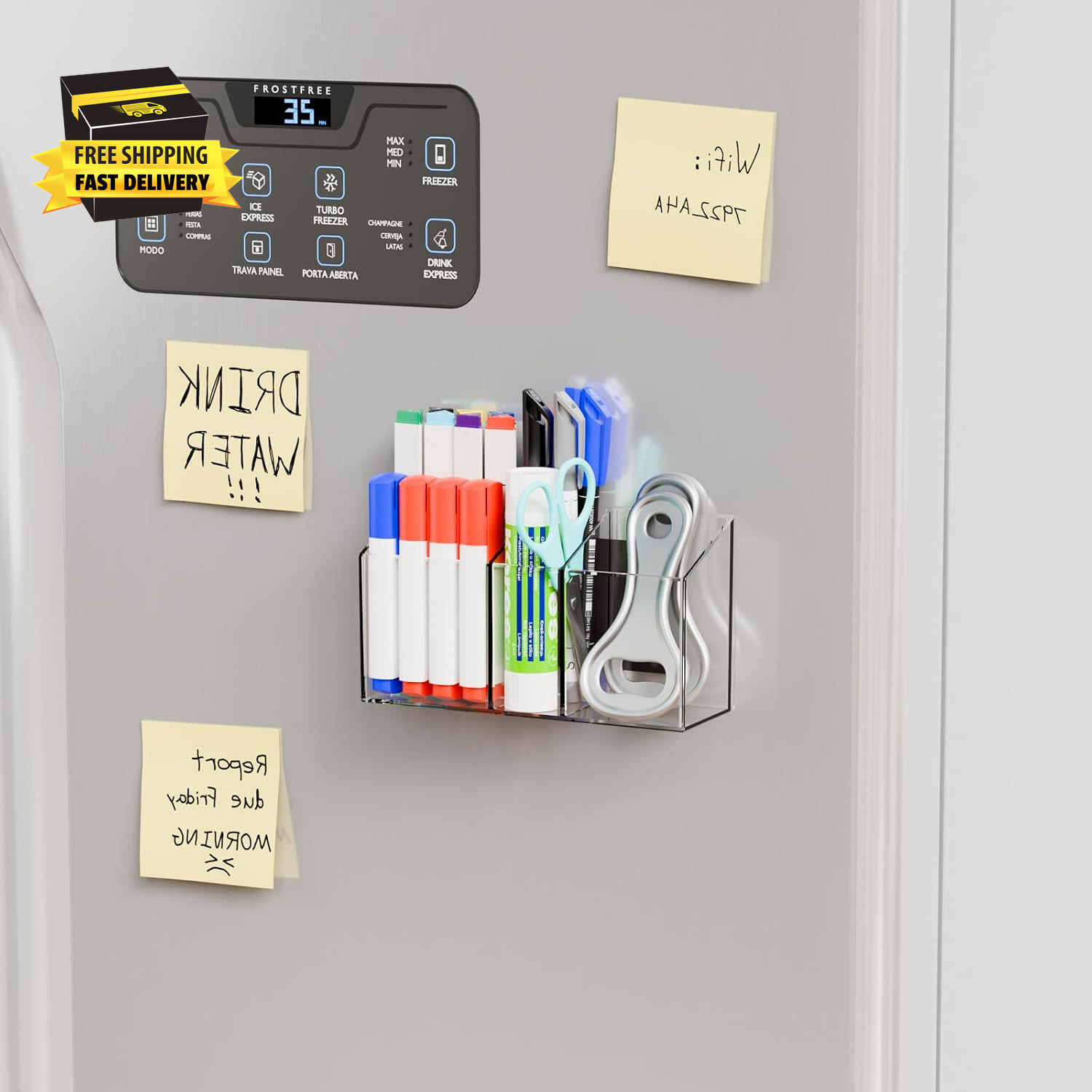 Clear Magnetic Dry Erase Marker Holder for Whiteboard,Expo,Refrigerator,Fridge,N
