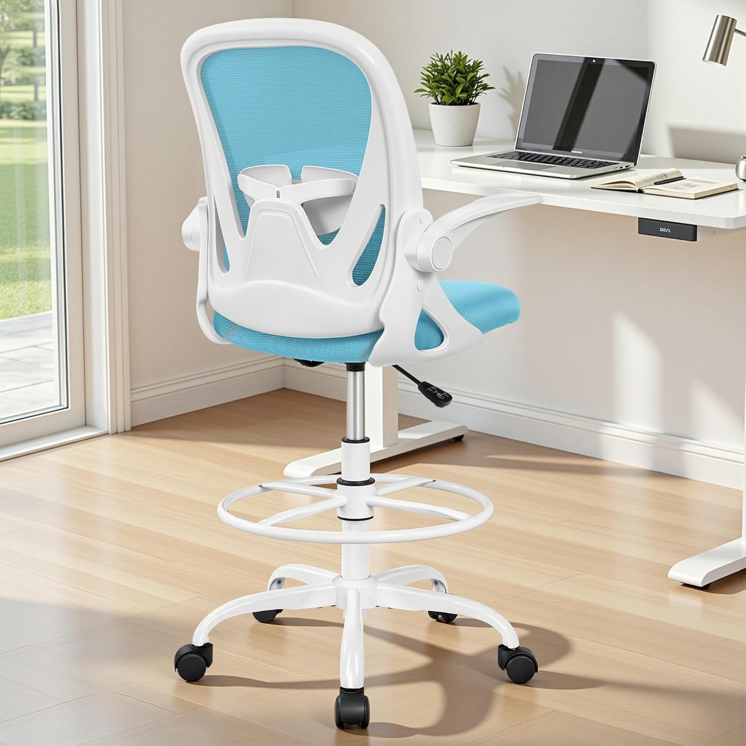 Drafting Chair with Memory Foam Cushion Ergonomic Design for Comfort and Support