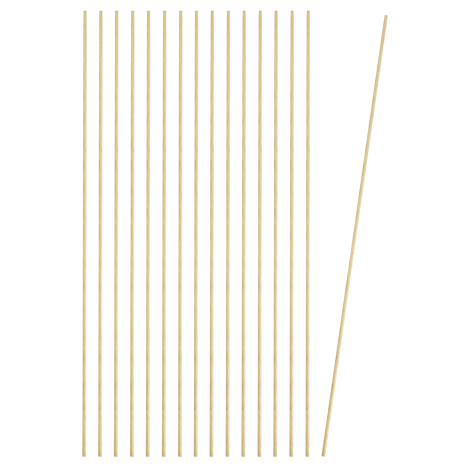 16 Pcs 2mm Dia. 32cm / 12.6 Inch Length Round Brass Rods, Brassy