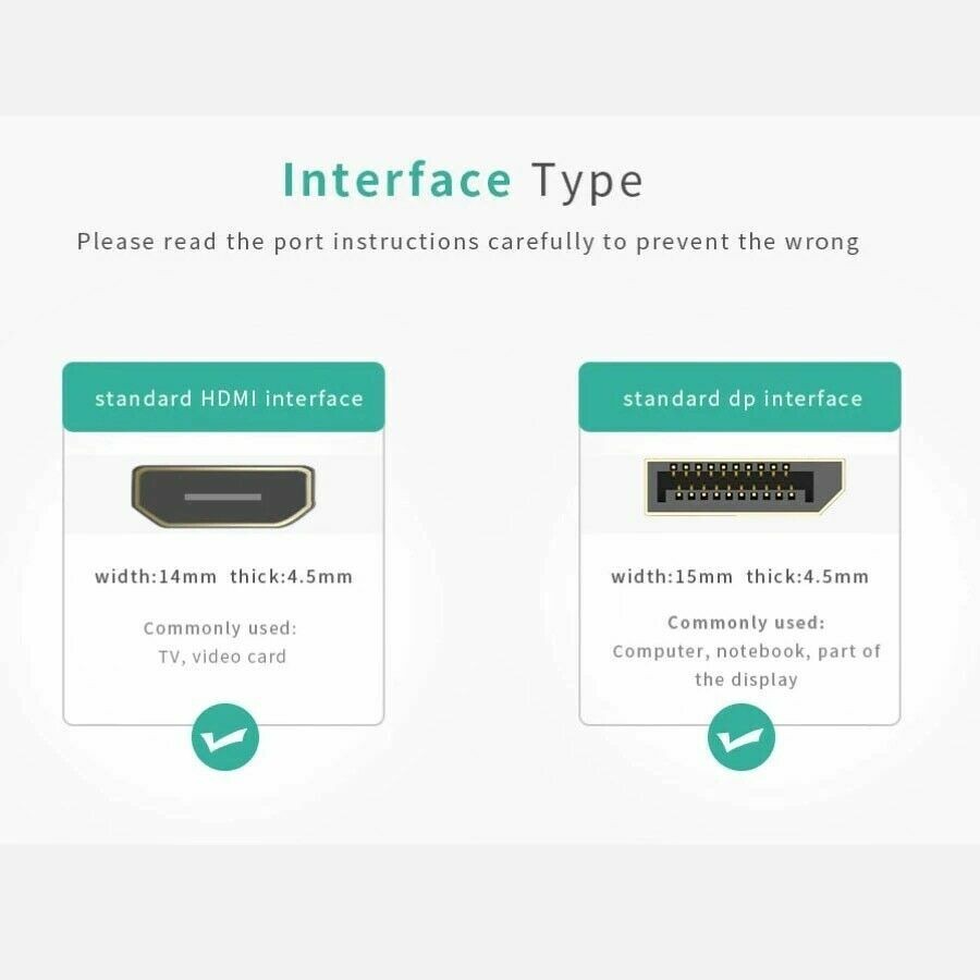 DP Displayport Male to HDMI Female Cable Converter Adapter for PC Laptop Desktop
