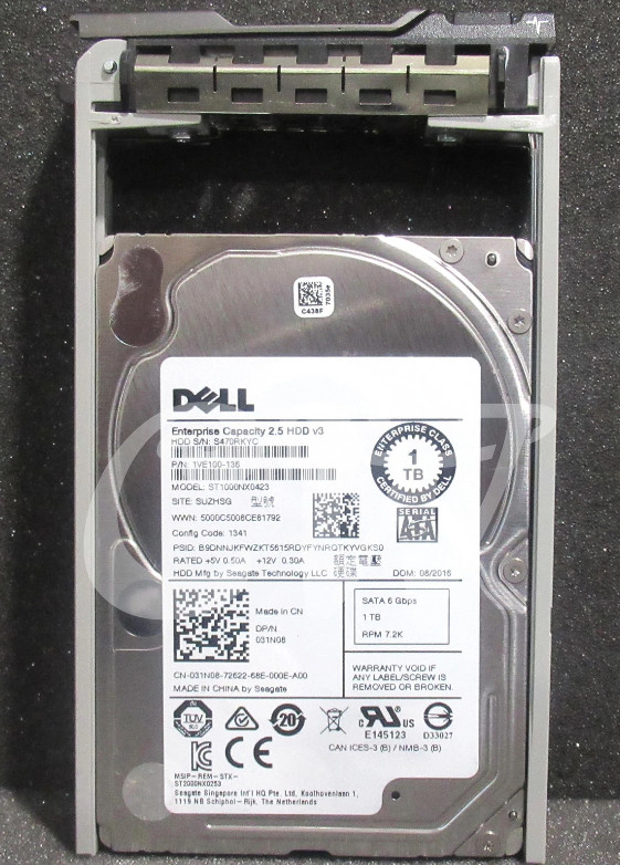 31N08 ST1000NX0423 Dell ENTERPRISE 1TB 7.2KRPM 6Gbps 2.5″ SATA SERVER Hard Drive