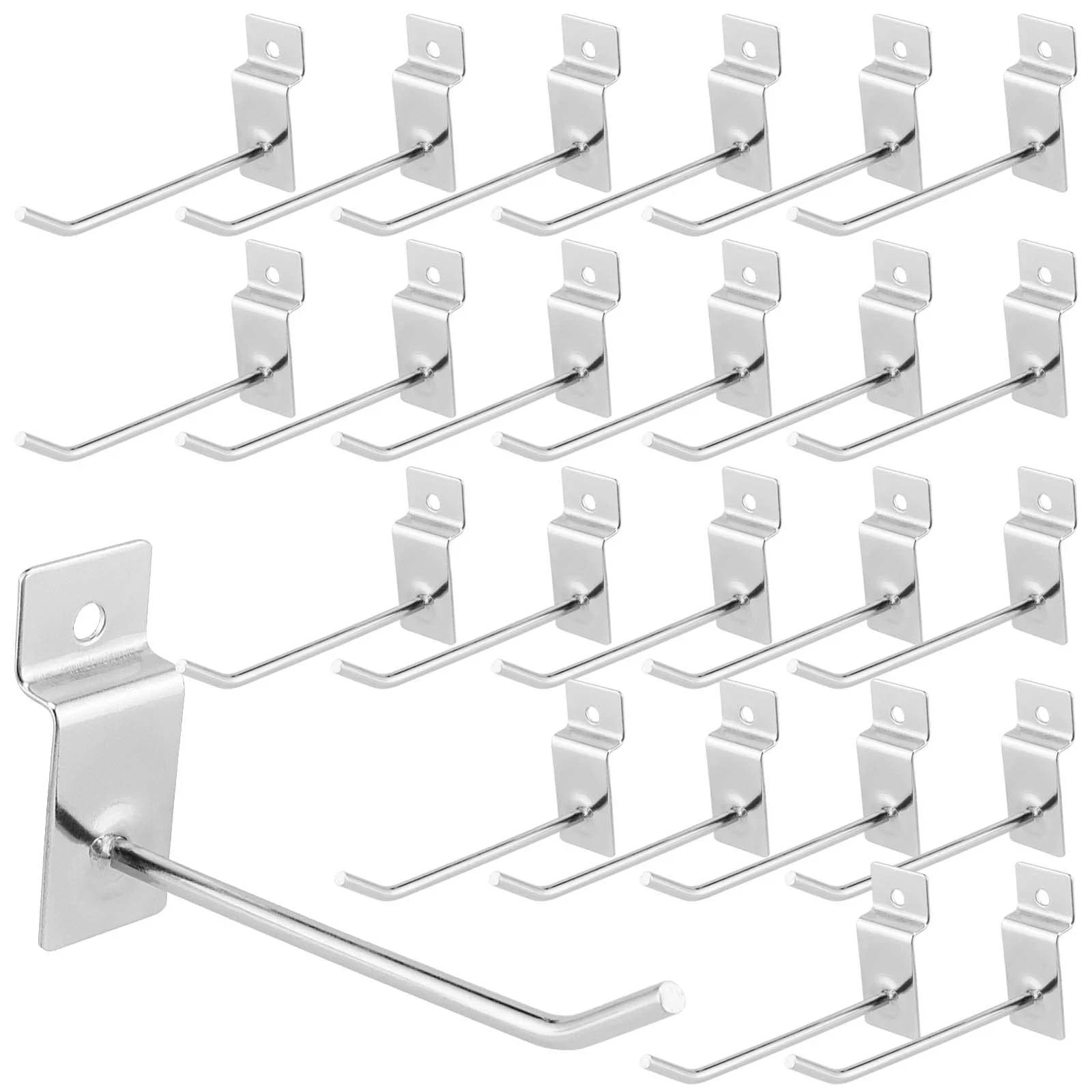 200 Pack 4 Inch Heavy Duty Silver Metal Slatwall Hooks Hangers Slat Board Hoo…
