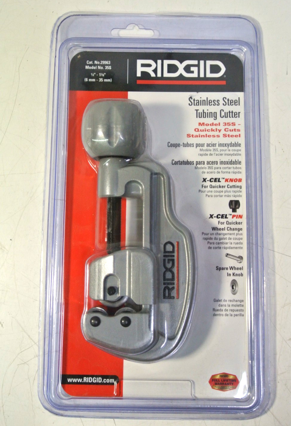 RIDGID 29963 Model 35S 1/4″ to 1-3/8″ Stainless Steel Tubing Cutter, X-CEL Knob