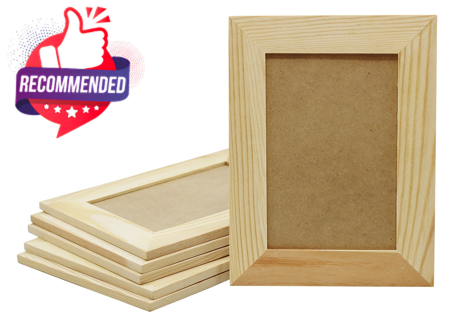 Pack Of 6 – Unfinished Solid Pine Wood Picture Frames For Arts & Crafts, Diy