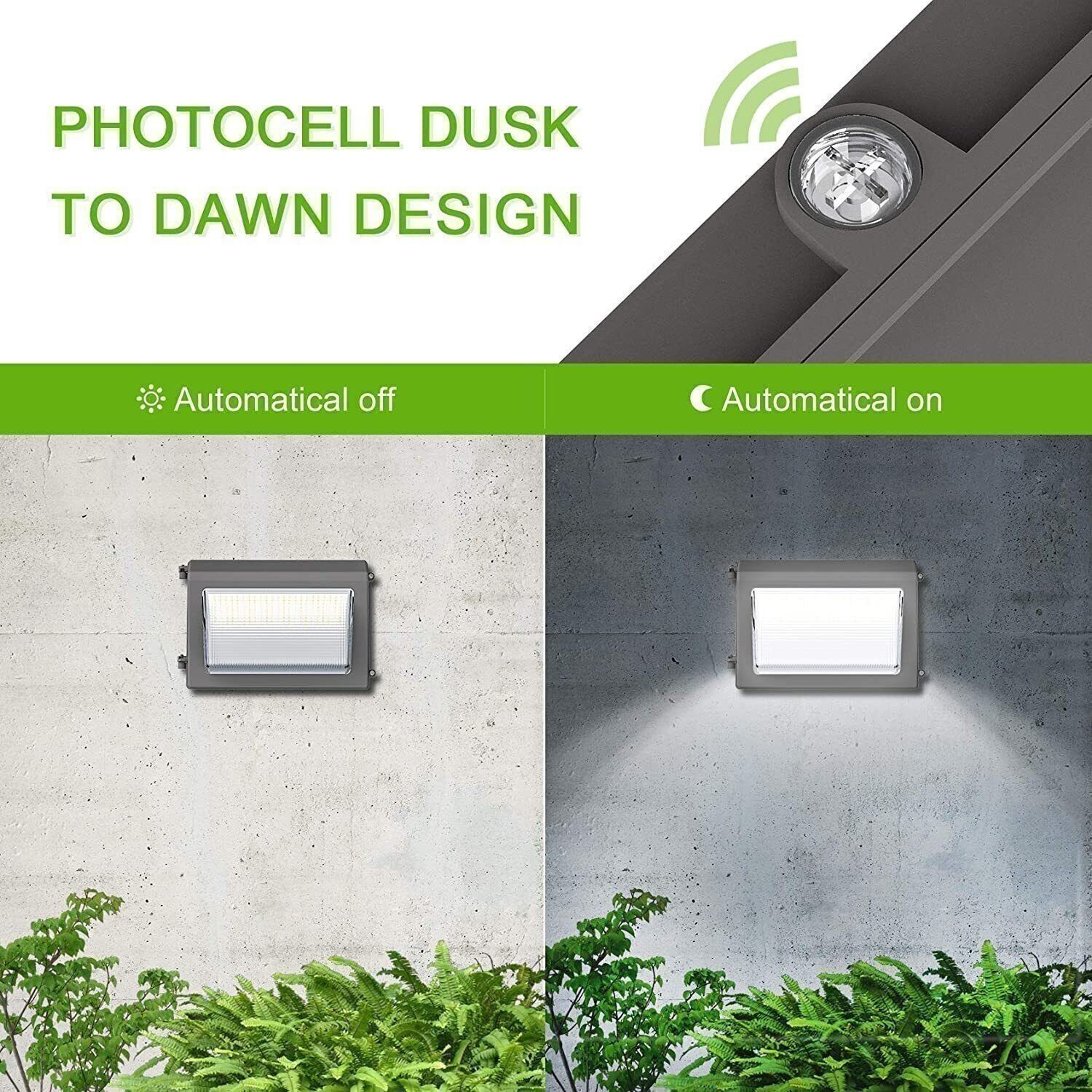 80/60/48W 2PCS LED Wall Pack Light (Photocell) Wall Lamp Outdoor Security Light