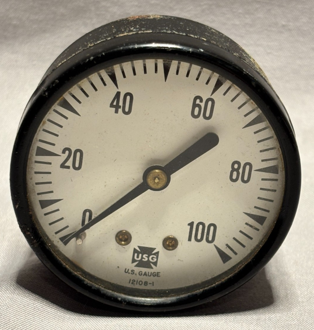 Vintage 2 » US Gauge Pressure 0-100 PSI Model 12108-1 USG