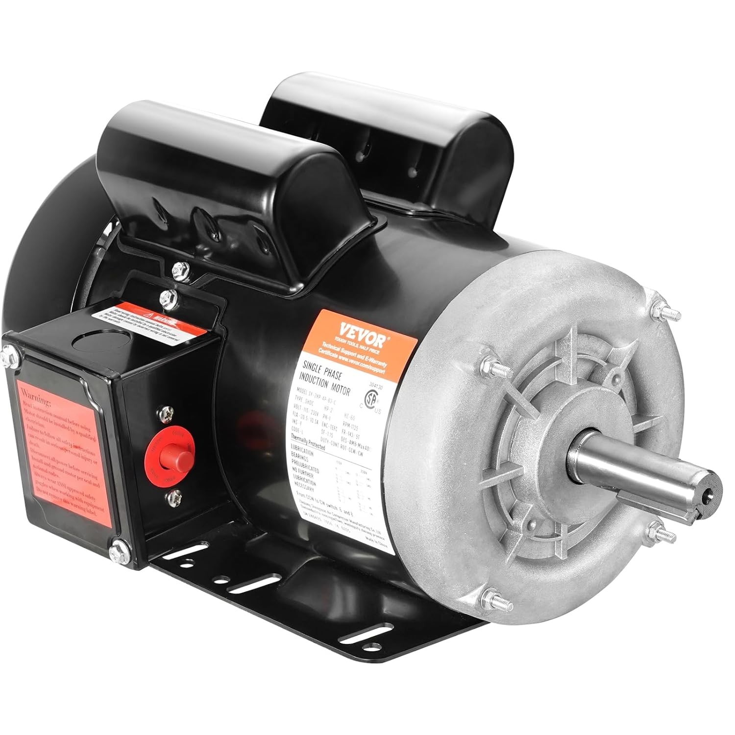 2HP Electric Motor 1725 RPM AC 115V/230V 143/5T Frame CW/CCW Rotation