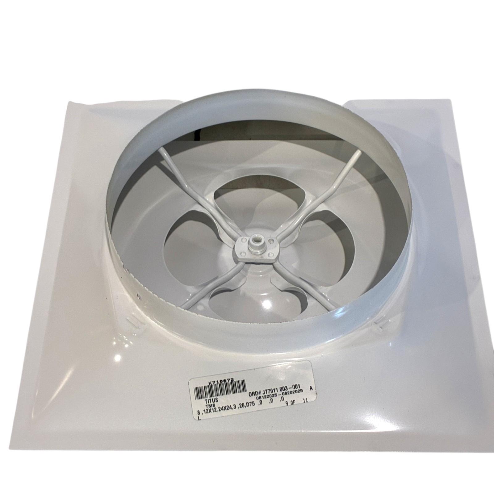 Titus TMS Square Plaque Ceiling Diffuser 24×24 Face 8″ Round Neck White NEW