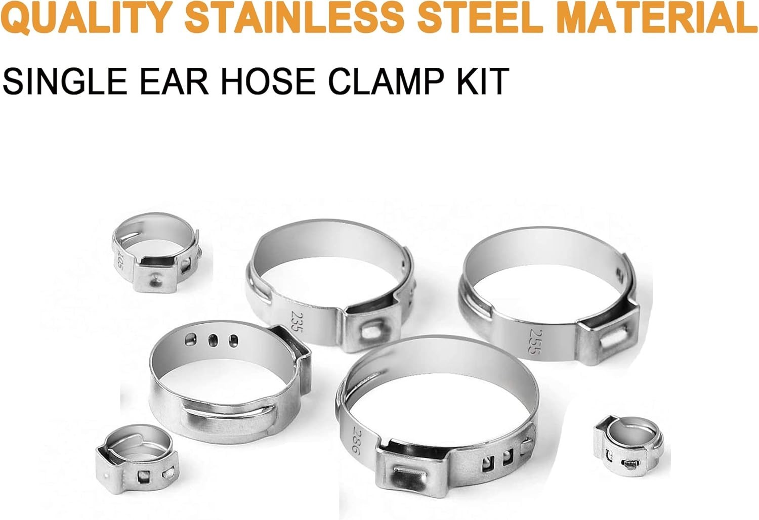 Binifimux Single Ear Hose Clamps, Oetiker Clamps, 92Pcs(6.0Mm-22.6Mm) Crimp Pipe