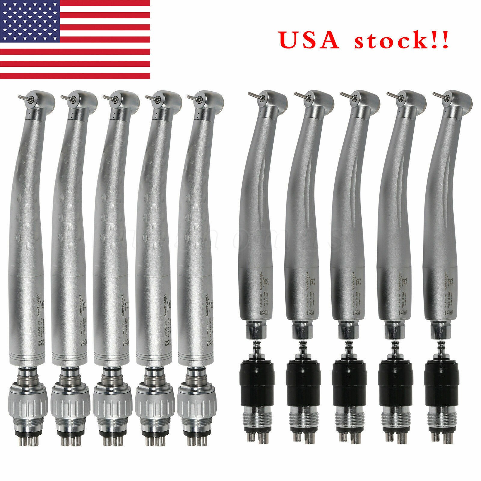 YABANGBANG Dental High Speed Handpiece & 4 Hole Quick Coupler 360° Swivel USA