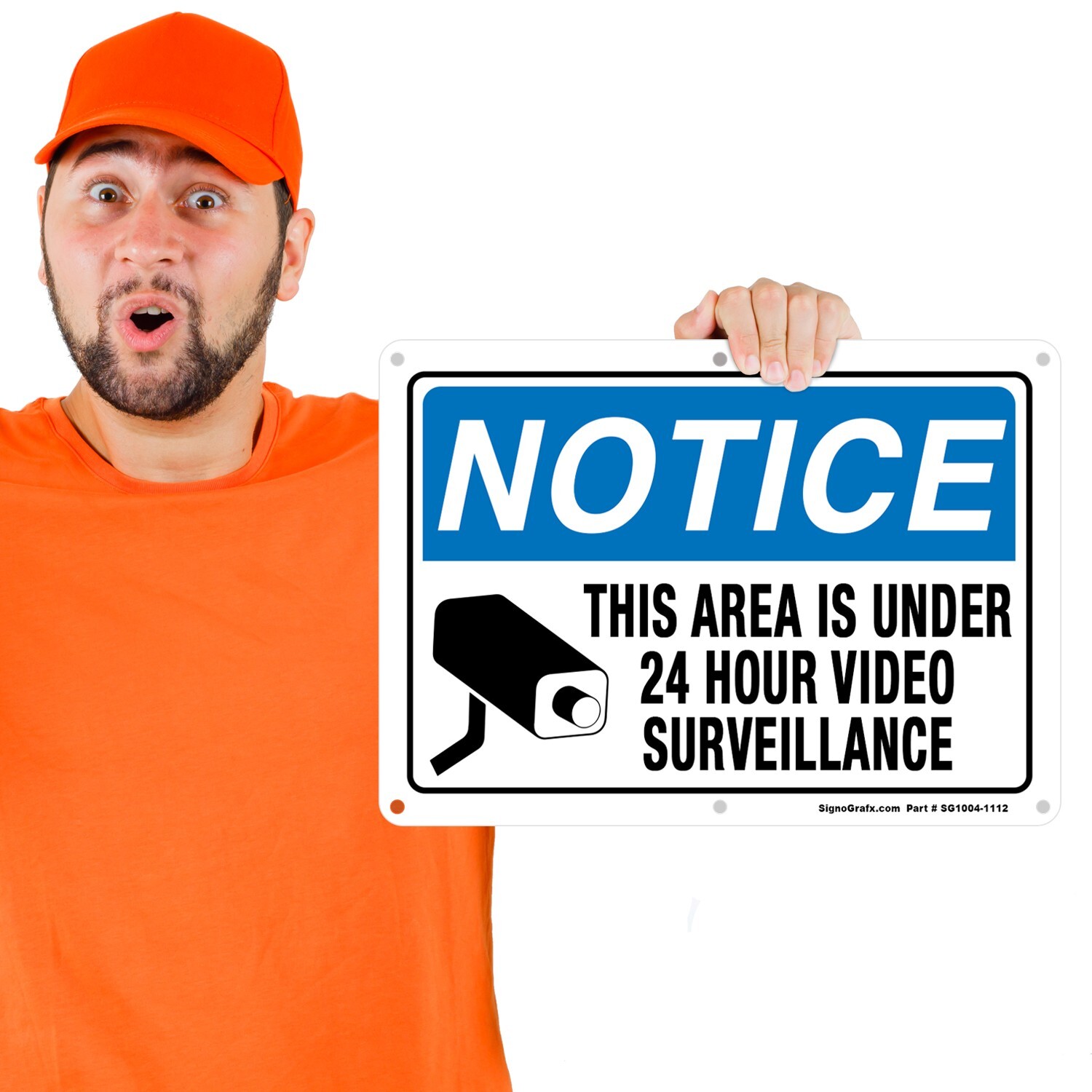 SIGNOGRAFX Private Property Under 24 Hours Video Surveillance 10×14 inches Sign