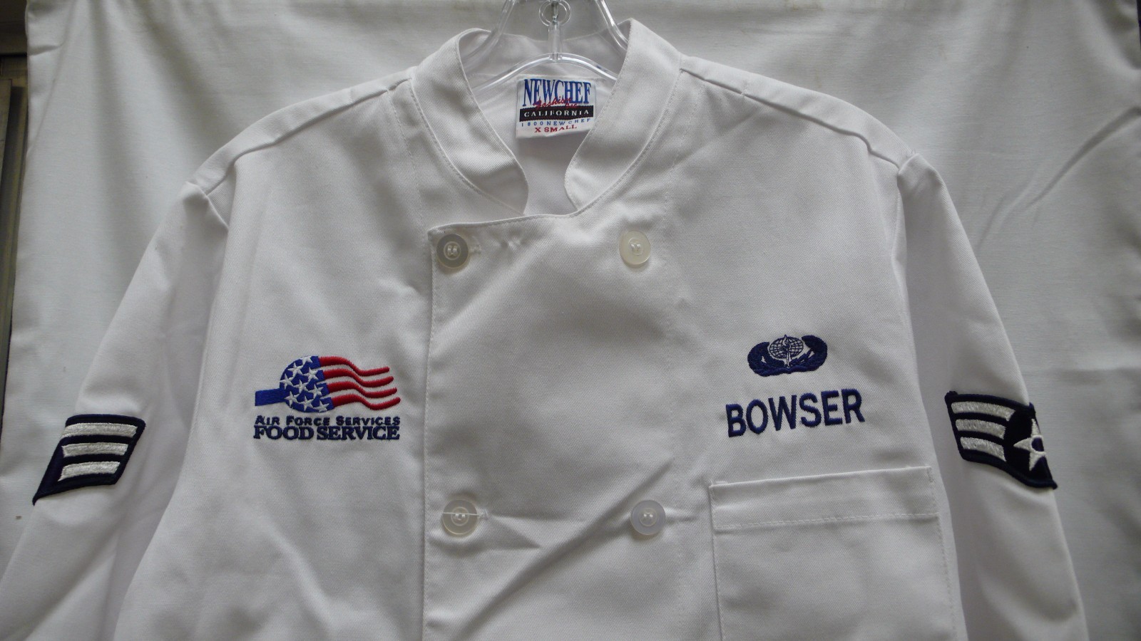 US AIR FORCE JACKET CHEF COAT SENIOR AIRMAN FOOD SERVICE