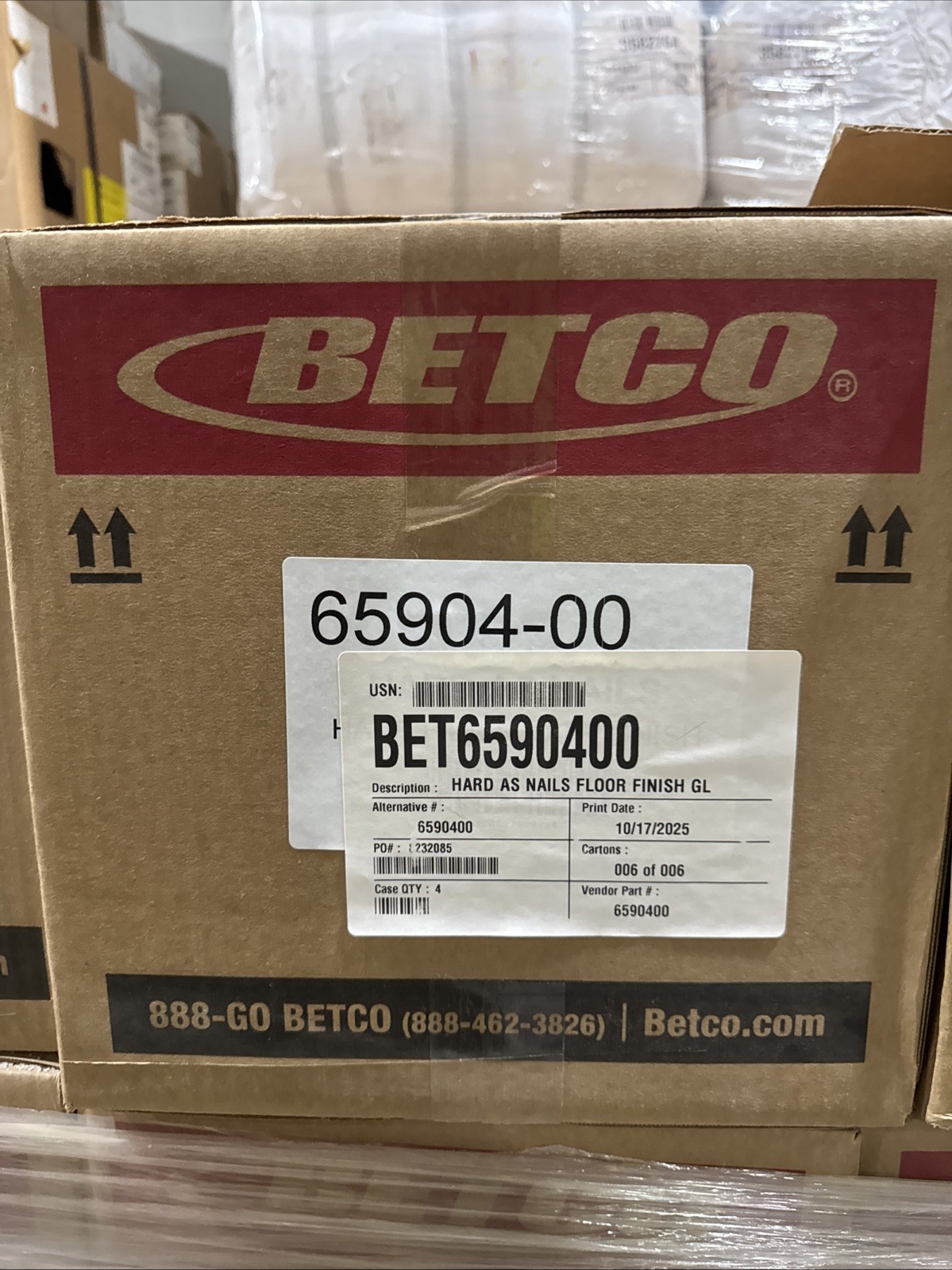 Betco Hard As Nails Floor Finish 659 – Pack Of 4 (NEW)