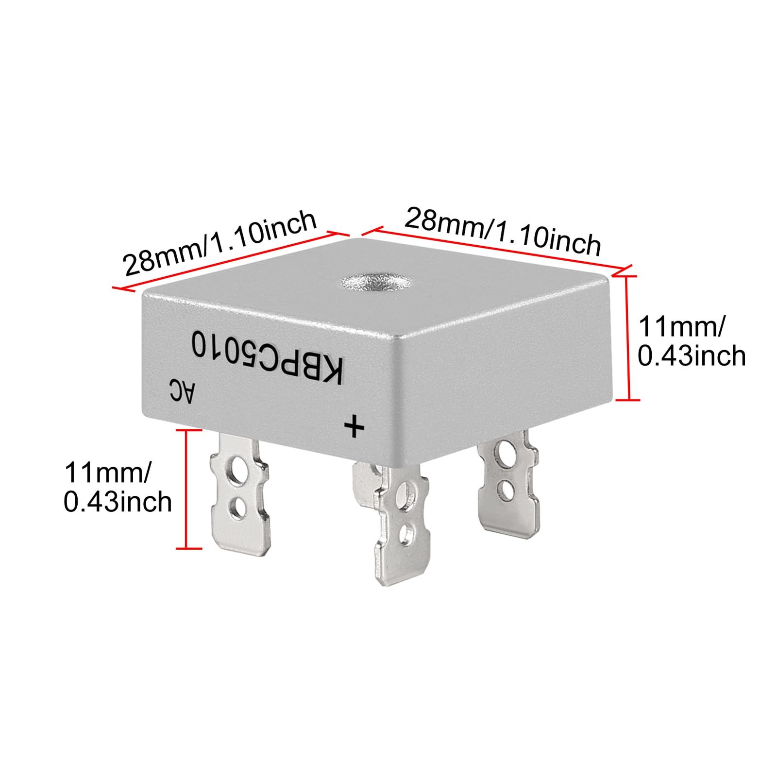 8PCS Bridge Rectifier Diode KBPC5010 1000V 50A AC to DC Full Wave Single Phas…