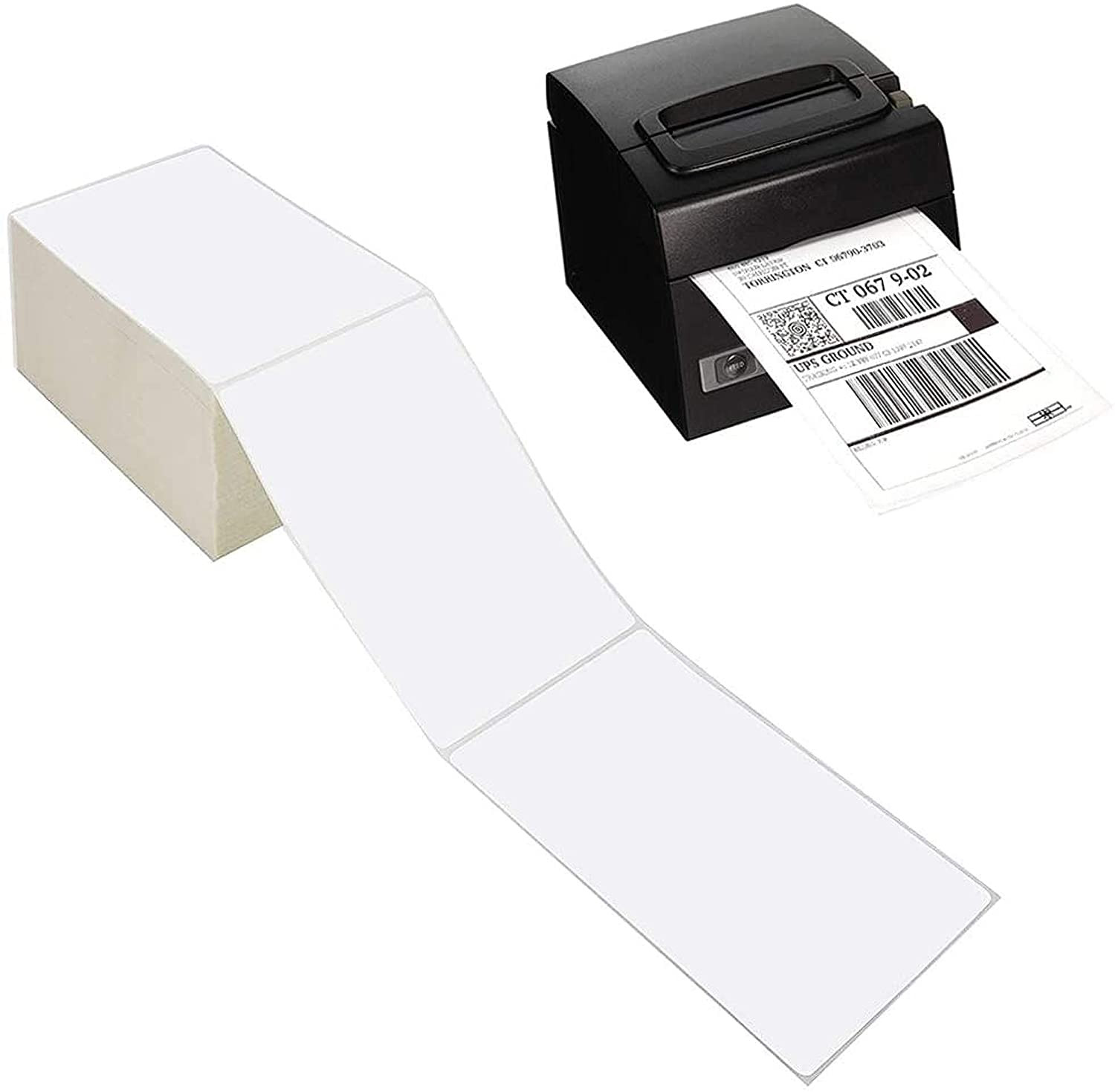 Fanfold 4 X 6 Direct Thermal Labels White Perforated Shipping Labels, 500Pcs per