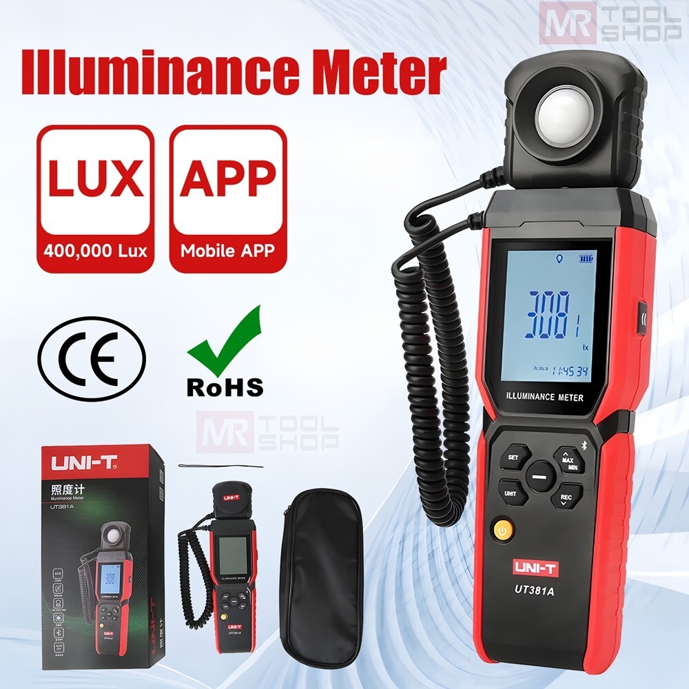 UNI-T UT381A Digital Illuminance Light Meter Bluetooth Luxmeter 400,000lx APP C