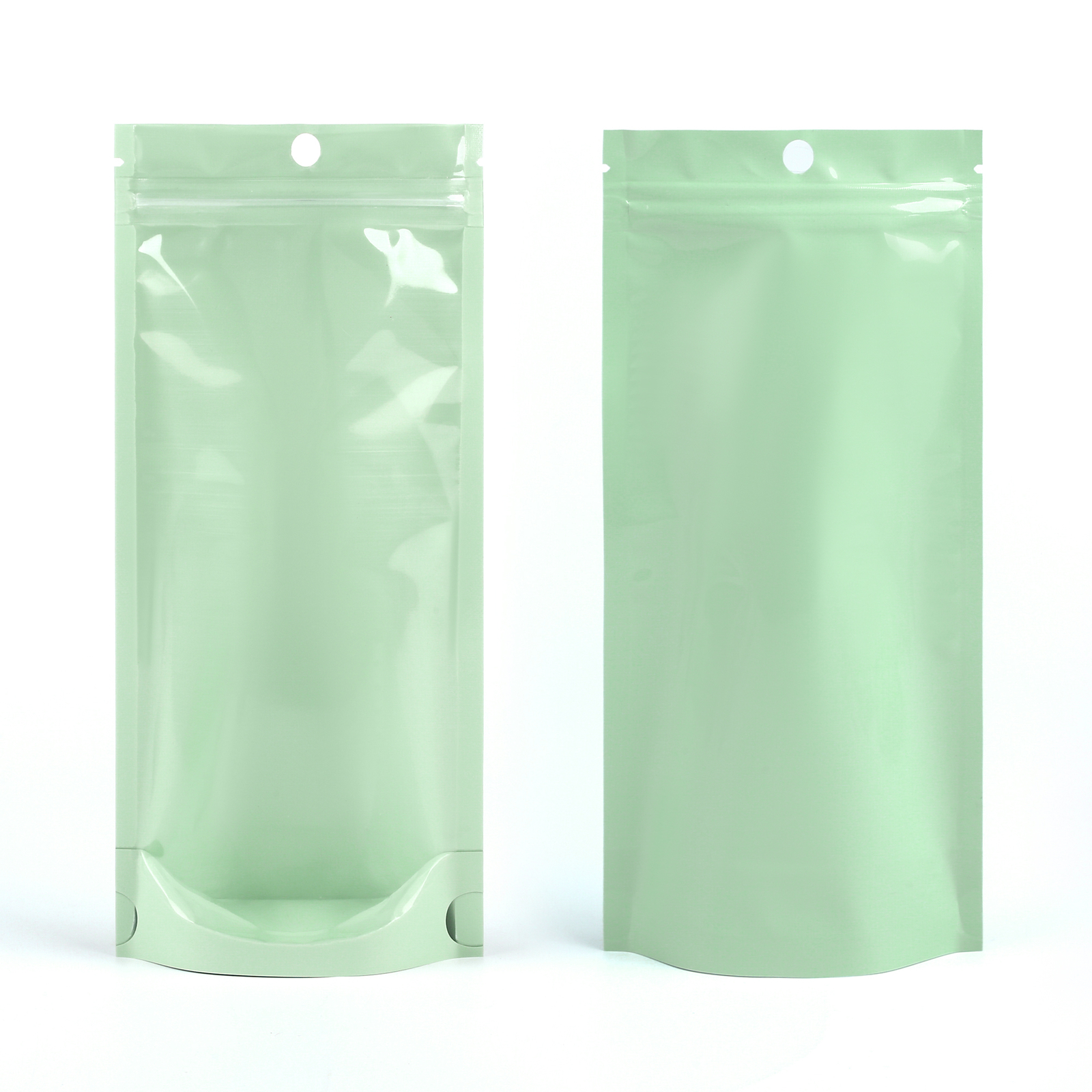 Clear Green Stand Up Resealable Stand Up Plastic Food Packaging Bags Pouches
