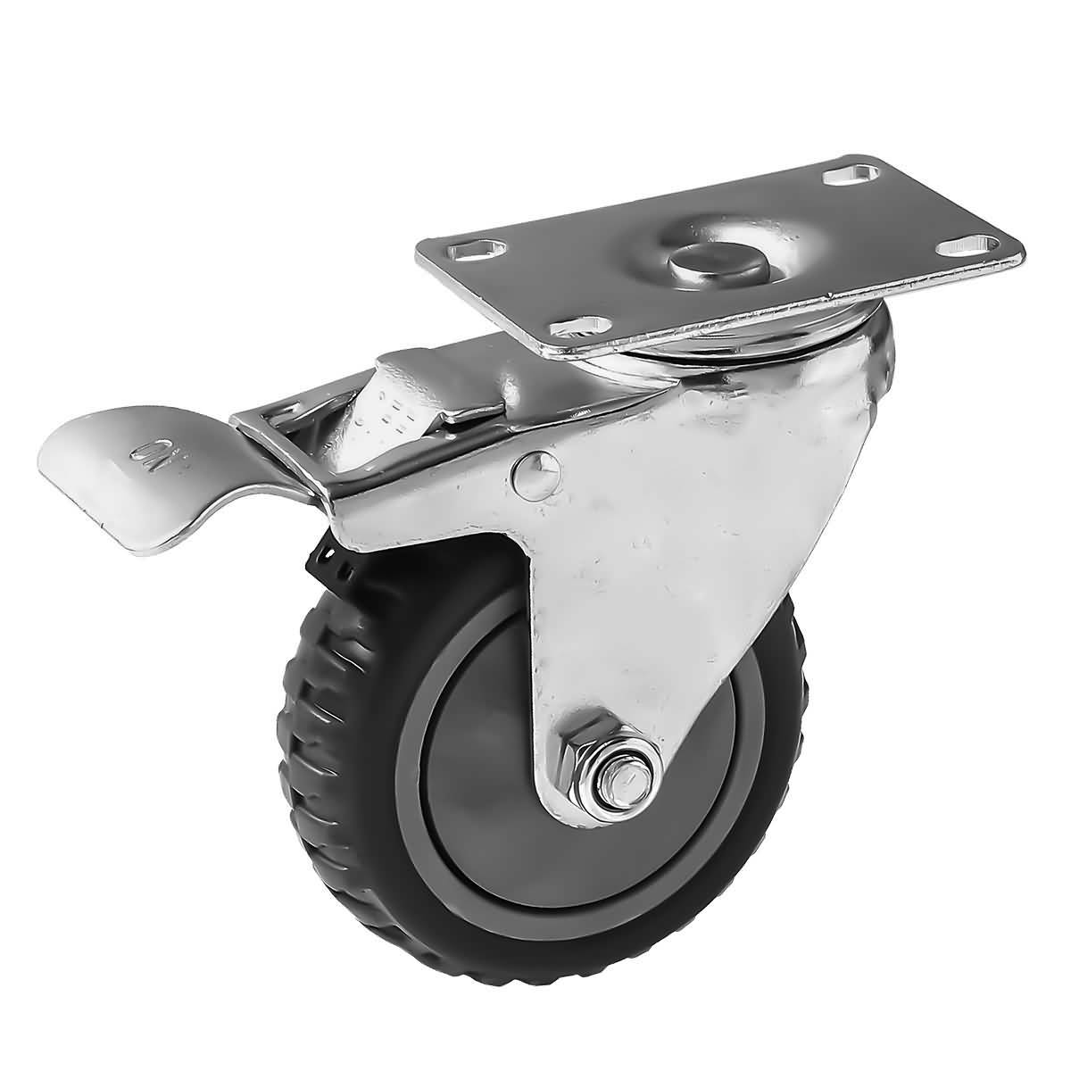 4 Pack 4″ Grey w/ Brake Caster Wheel Rought All Terrain Outdoor Outside Casters