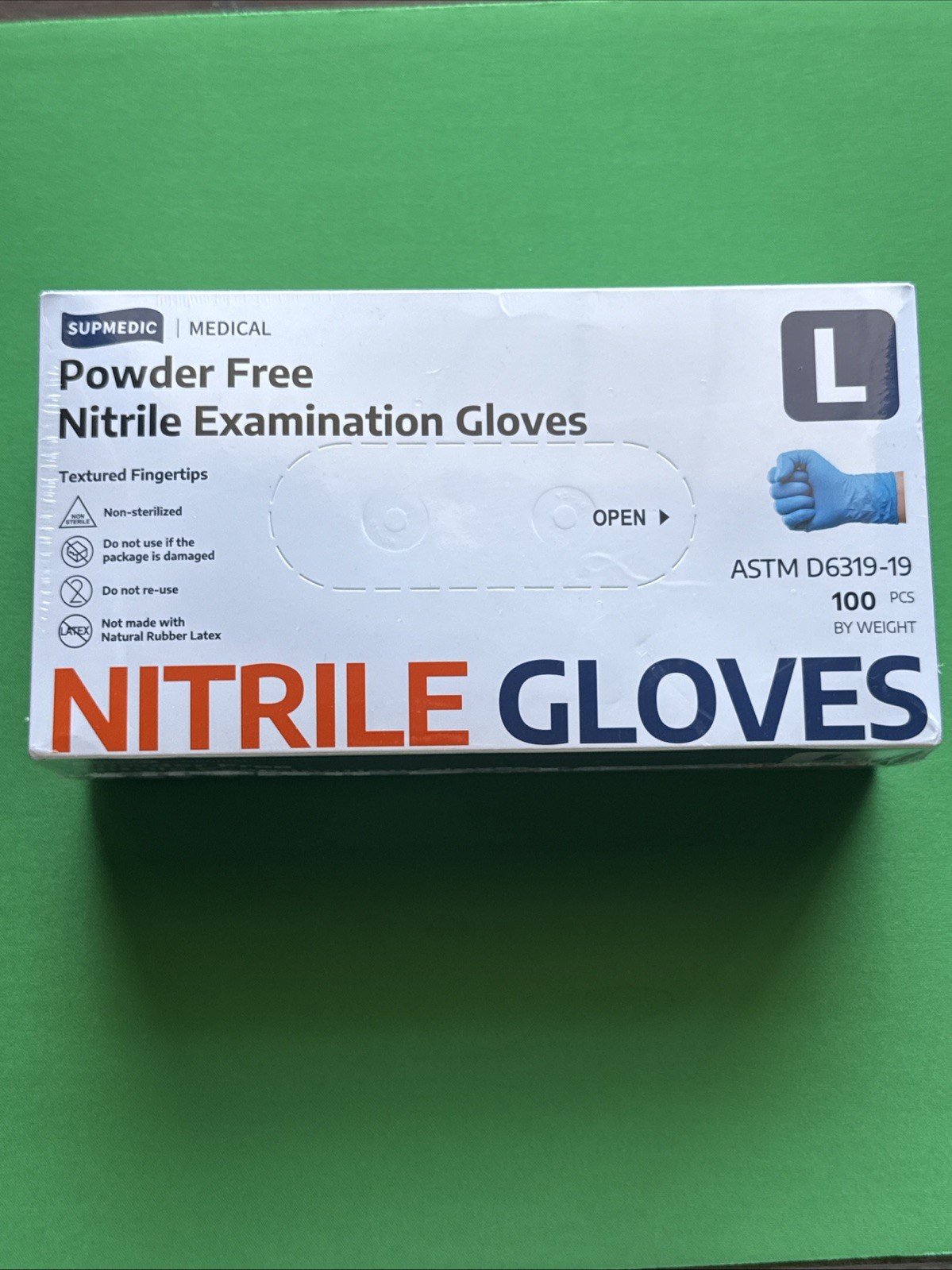 Supmedic Medical Nitrile Exam Gloves Latex-Free Powder-Free Size Large New Box