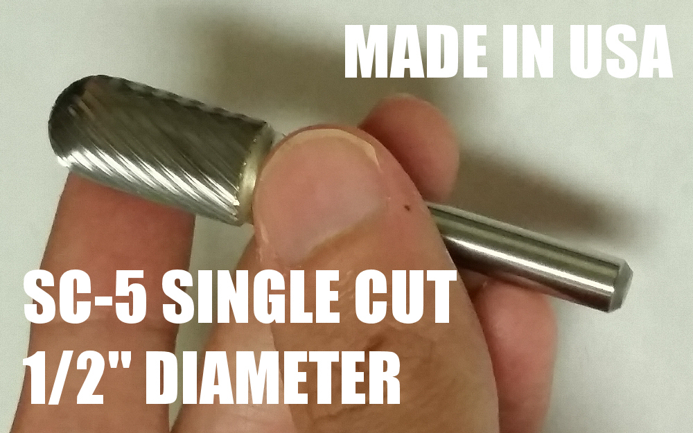 SC5S Cylindrical Radius 1/2″ Carbide Burr Bur Tool Die Grinder Bit 1/4″ Shank