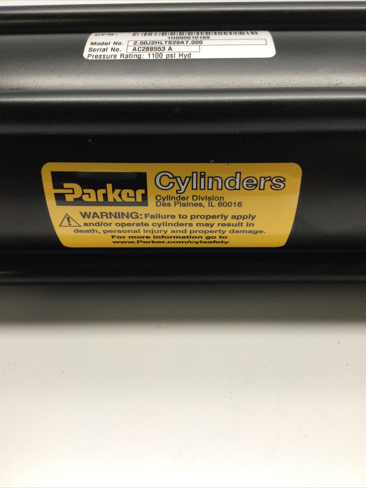 NEW, PARKER, 2.50J2HLTS29A7.000, HYDRAULIC CYLINDER, 1100PSI. (22M-2)