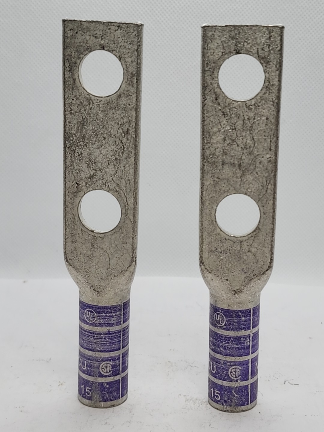 2x BURNDY YA28-2N 4/0 AWG CU PURPLE DIE 15 COMPRESSION TWO HOLE LUG T. [1ES3-2]