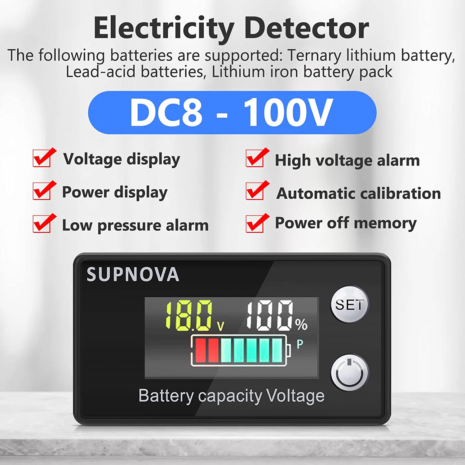 2x12v 24v 36v 48v 60v 72v Battery Monitor,Car Golf cart Battery Indicator Meter