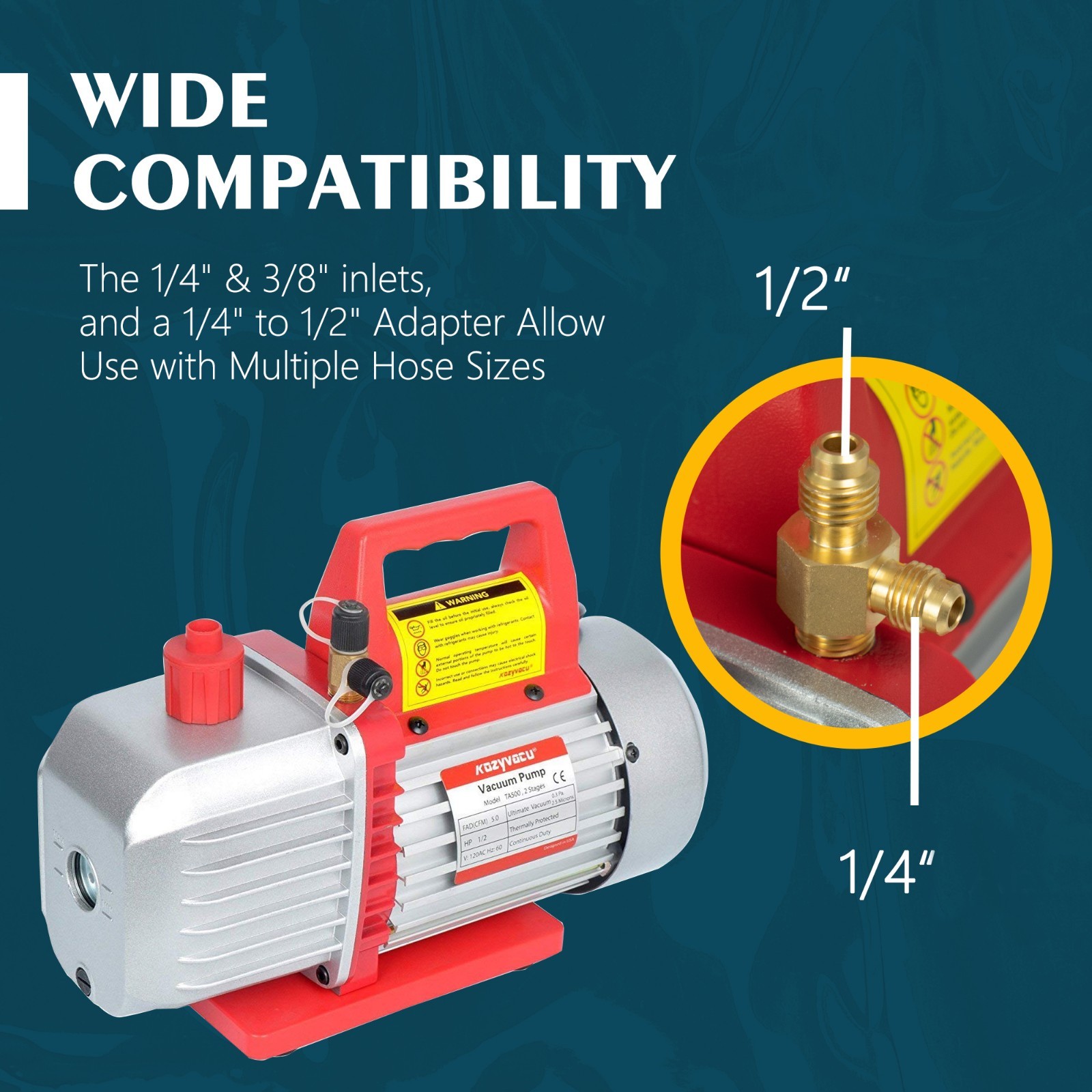 Kozyvacu Dual-Stage HVAC Vacuum Pump, 5.0 CFM – Ideal for AC Repair Tools, Car