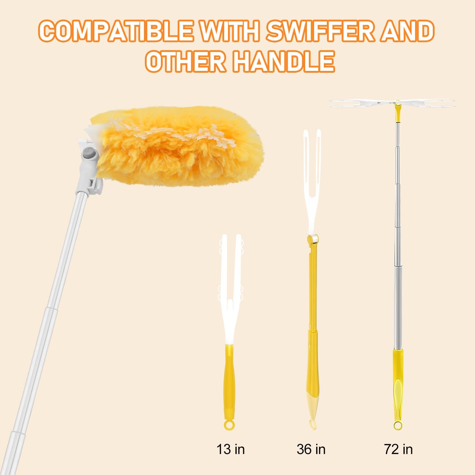 SetSail 6 ft Extendable Duster Handle with 20 Refills, 6 ft, Orange