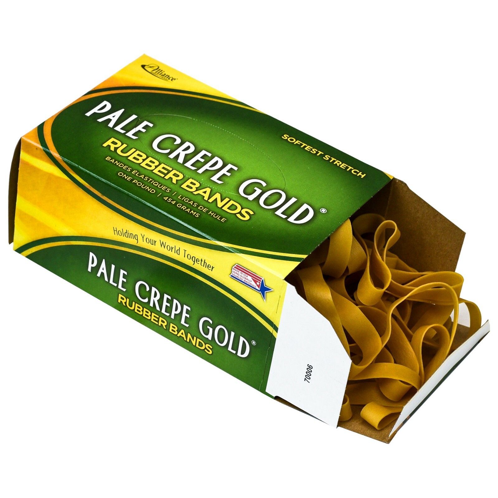 Alliance Pale Crepe Gold Rubber Bands 20845, Size 84, 3-1/2 x 1/2″, 1 Lb. Box